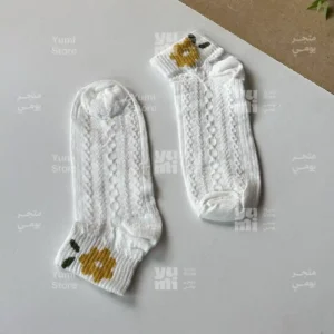 شراب أنكل حريمي قصير مضلع | أبيض بكنار مموج مستردة في أخضر