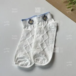 شراب أنكل حريمي أبيض مضلع - نقشة وردة