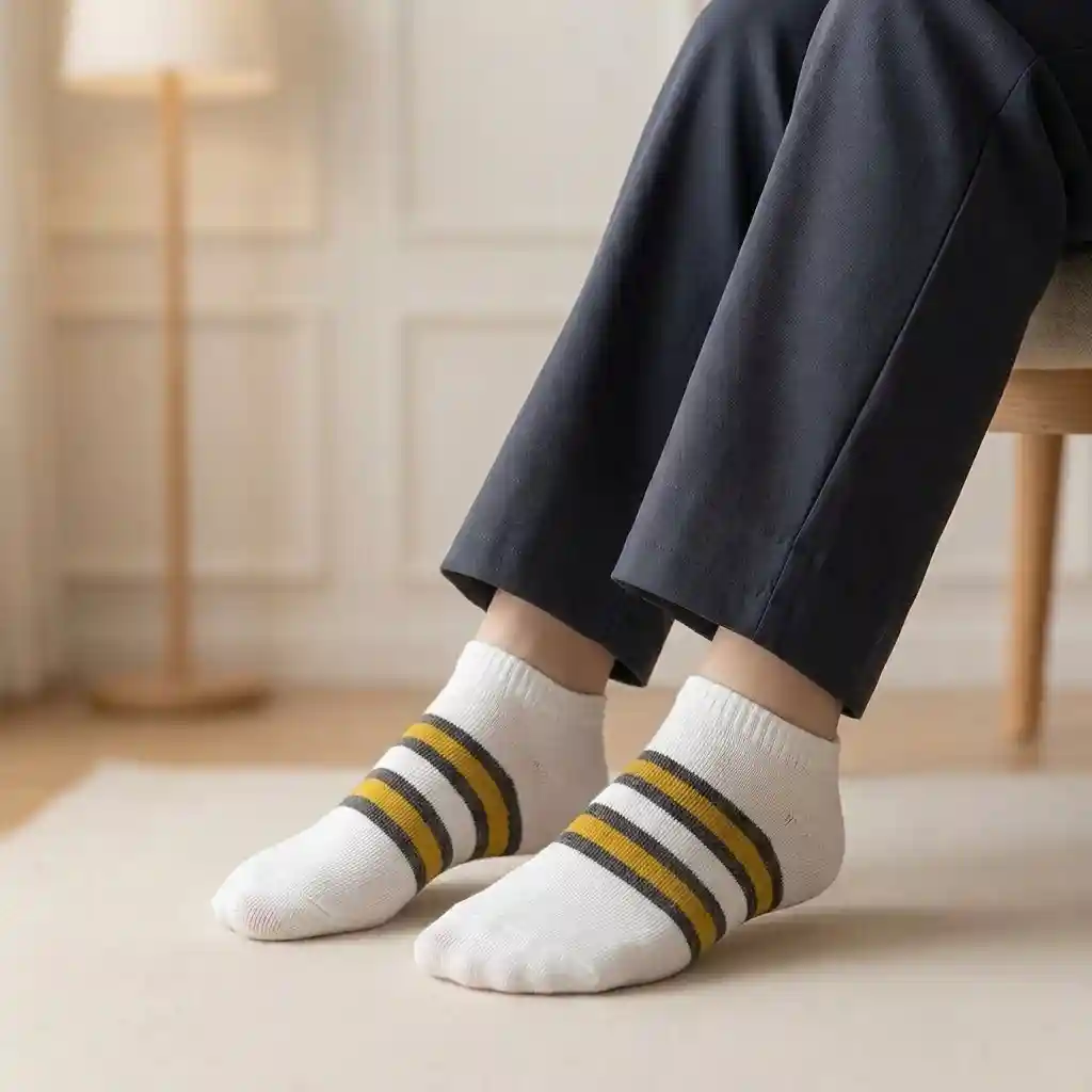 شراب أنكل حريمي قصير مخطط عريض | مستردة ورمادي في أبيض