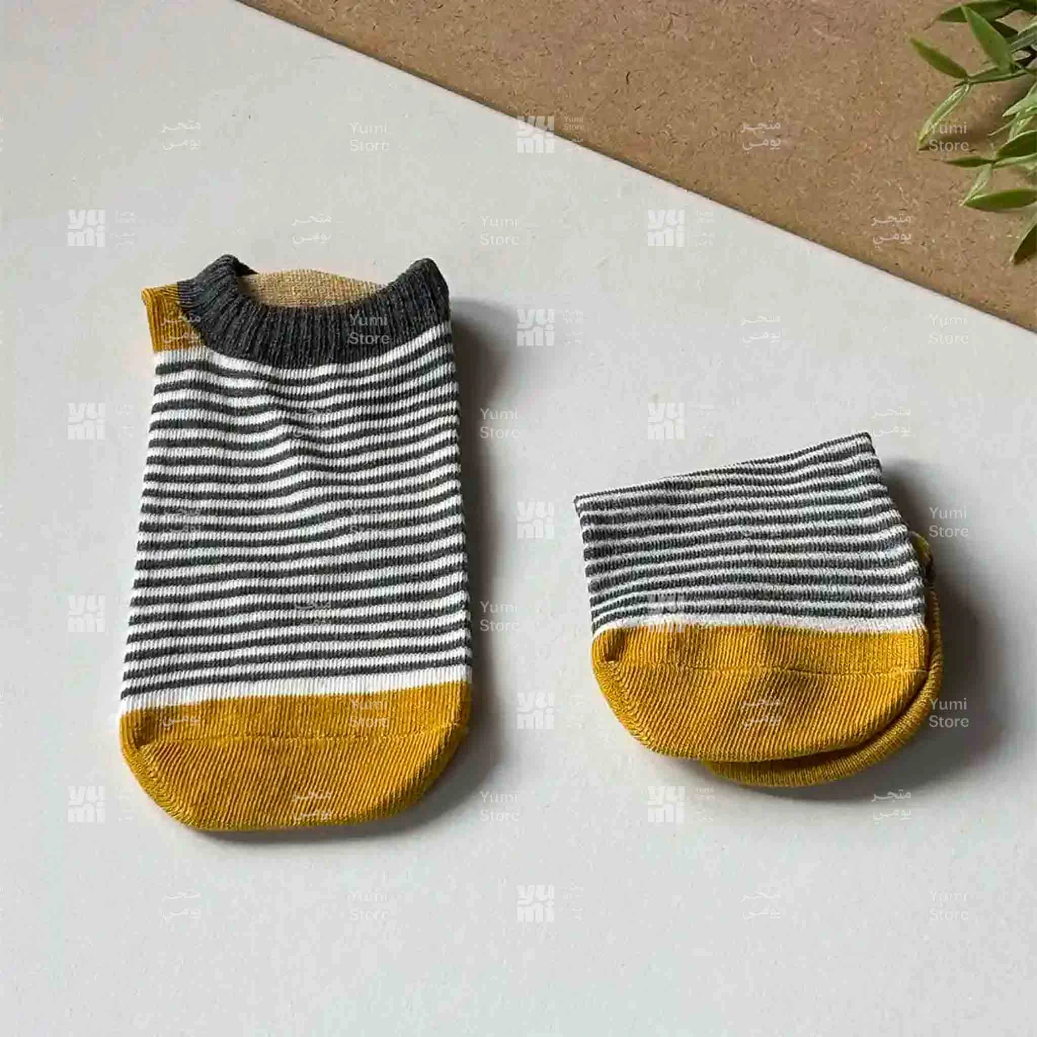 شراب أنكل حريمي قصير مخطط رفيع | أبيض في رمادي كعب مستردة