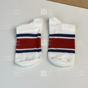 شراب أنكل رجالي - مخطط رمادي وأبيض بكنار كحلي