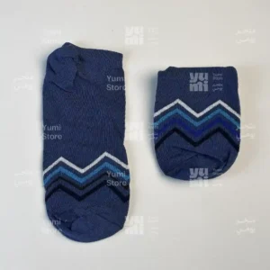 شراب أنكل رجالي - كحلي بنقشة زجزاج (Zigzag) ملونة