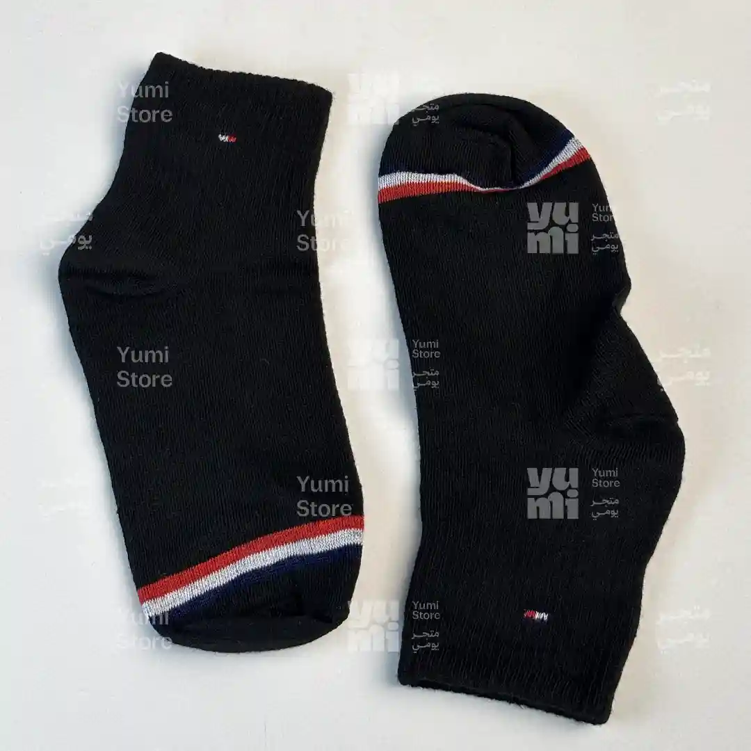 شراب أنكل رجالي - أسود رياضي بخطوط (أحمر، أبيض، أزرق)