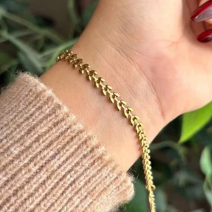 أسورة ستانلس ستيل بتصميم أوراق ذهبية رفيعة